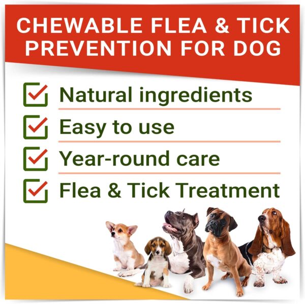 Natural Flea & Tick Prevention for Dogs Chewable Tablets - Flea & Tick Control Supplement - Oral Flea Pills for Dogs - All Breeds and Ages - Soft Chews Made in USA - Image 4