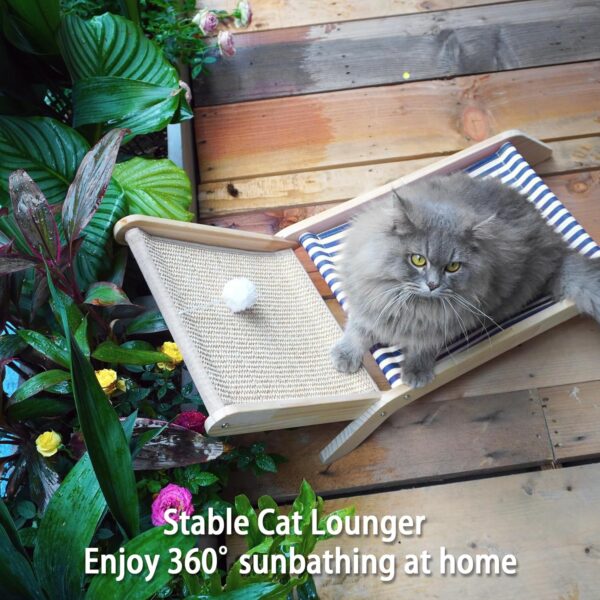 Cat Hammock with Coconut Palm Tree Scratching Post, Cozy Beach Chair Elevated Cat Beds, Original Cat Lounger for Indoor Cats - Image 5