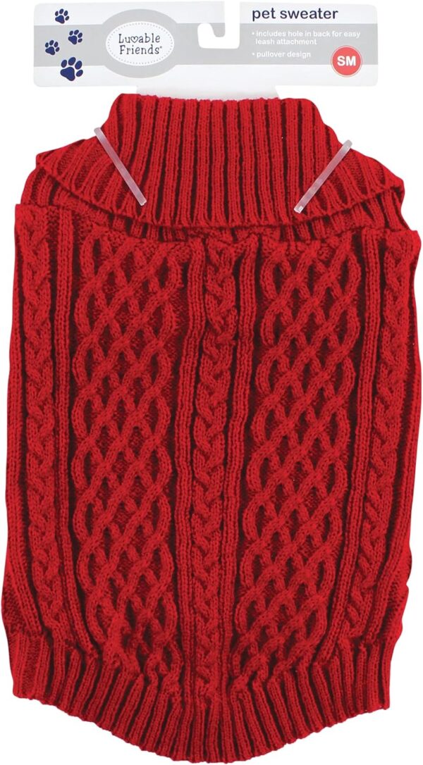 Luvable Friends Dogs and Cats Cableknit Pet Sweater, Red, Medium - Image 2