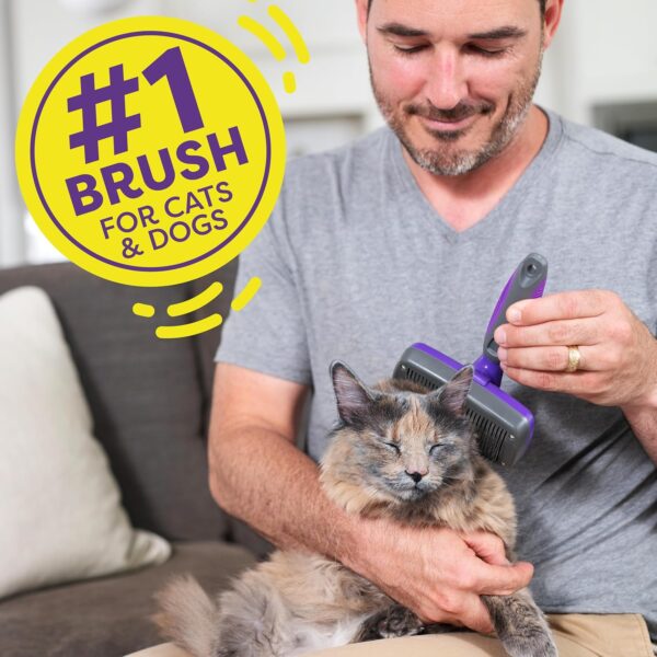 Hertzko Dog & Cat Brush, Cat & Dog Grooming, Self Cleaning Slicker Brush for Pets, Grooming Brushes for Long Short Haired Dogs Cats, Regular size Deshedding Brush, Rake, Comb | Original - Image 6