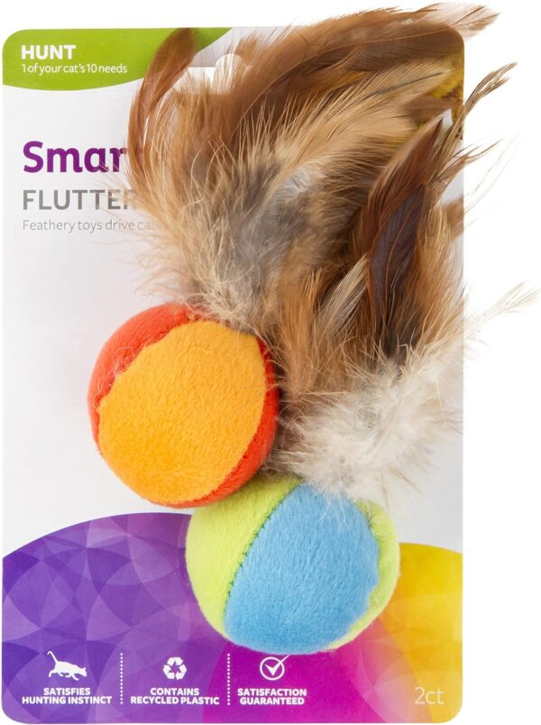 SmartyKat (2 Count) Flutter Balls Feather Cat Toys - Multi Color, 2 Count - Image 5