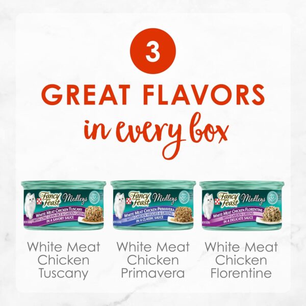 Purina Fancy Feast Wet Cat Food Variety Pack, Medleys White Meat Chicken in Sauce Collection - (Pack of 12) 3 oz. Cans - Image 3