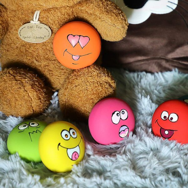 Smile Face Dog Squeaky Toys Soft Latex Squeak Balls for Puppy Small Pet Dogs 6 Pcs/Set - Image 2