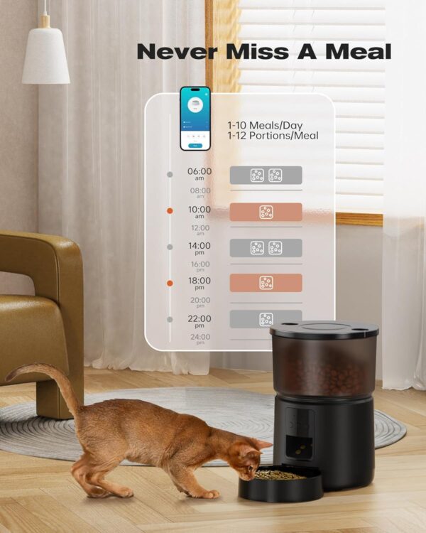 WiFi Automatic Cat Feeder: 2.4G/5G App Control Dog Food Dispenser - Auto Timer Cats Feeders - Smart Timed Feeding Supplies - Automated 3 Litter Puppy Electric - Multiple Animal - BEMOONY - Image 9