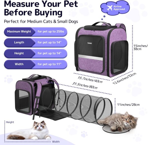 Cat Carrier Backpacks: Pawtners Expandable+Cat+Backpack with Breathable Mesh, Pet Carrier Backpack for Cats Small Dogs Puppies Up to 25 Lbs, Dog Carrier Backpack for Travel Hiking Camping Outdoor - Image 4