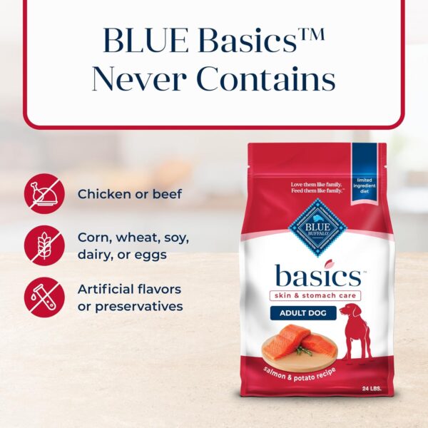 Blue Buffalo Basics Adult Dry Dog Food, Skin & Stomach Care, Limited Ingredient Diet for Dogs, Salmon Recipe, 24-lb. Bag - Image 6