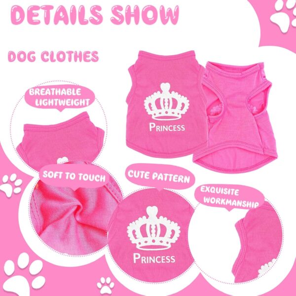 4 Pieces Dog Clothes for Small Dogs Girl Summer Soft Puppy Clothes Cute Chihuahua Teacup Dog Clothes Female Dog Shirts Breathable Pet Clothing Pink Girl Dog Clothes (XX-Small), pink,purple - Image 5