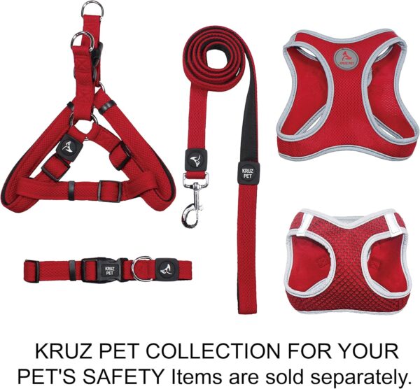 KRUZ PET KZA308-01M Reflective V-Neck Step in Mesh Dog Harness - No Pull, Quick Fit, Comfortable, Velcro-Adjustable Pet Harnesses for Walking & Training - Small, Medium Dogs - Gray, Medium - Image 8