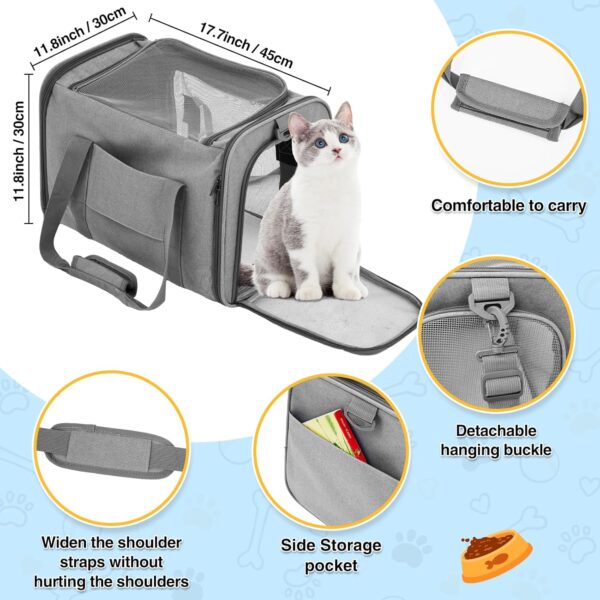 Cat Carrier with Wheels Pet Carrier with Wheels, Airline Approved Pet Carrier for 18 Lbs Cats Dogs Foldable Breathable Cat Small Animals Travel Carrier for Flight Camping Outdoor - Image 4