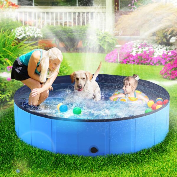 Niubya Foldable Dog Pool, Collapsible Hard Plastic Dog Swimming Pool, Portable Bath Tub for Pets Dogs and Cats, Pet Wading Pool for Indoor and Outdoor, 80 x 12 Inches - Image 6