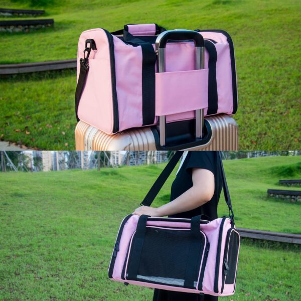 Soft Sided Carrier for Small Medium Cats Dogs,TSA Airline Approved Collapsible Travel Pet Carrier Medium Pink - Image 5