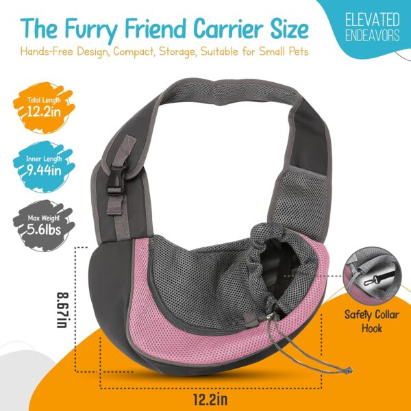 Dog Sling Carrier for Small Dogs - Breathable Mesh Puppy Travel Bag with Adjustable Strap, Zipper Touch Pocket- Perfect Pet Sling for Outdoor, Travel- Keep pet Comfortable (0-15lb, Pink) - Image 3