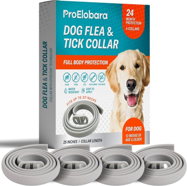 Dog Flea Tick Prevention Collar: Effective Flea Collar and Prevention for Dogs - Safe Dog Ticks Fleas Collars - Reliable Tick Flea Collars for Dogs - 24 Month Protection 4-Pack