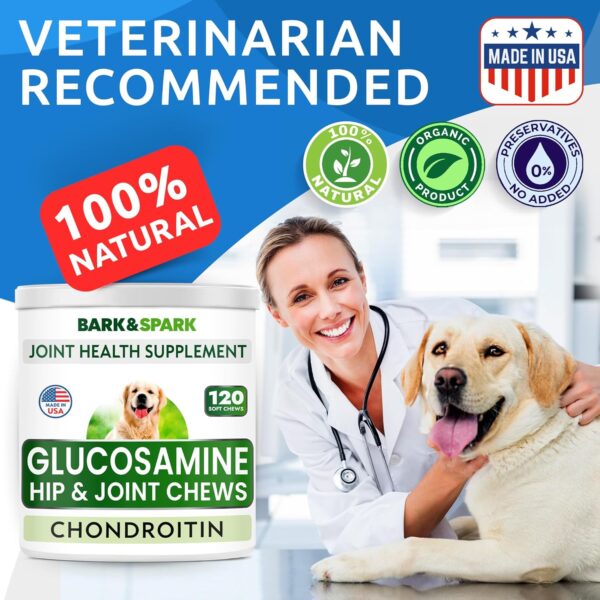 Bark&Spark Glucosamine Chondroitin Dog Hip & Joint Supplement - Joint Pain Relief - Hip & Joint Chews - Joint Support Large Small Breed - Senior Doggie Vitamin Pill Joint Health (120 Treats - Chicken) - Image 7