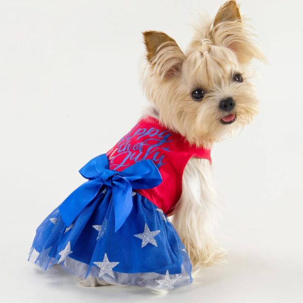 Fitwarm Happy 4th of July Dog Tulle Dress, Patriotic Dog Clothes for Small Dogs Girl, Cat Apparel, Red, Royal Blue, Large - Image 3