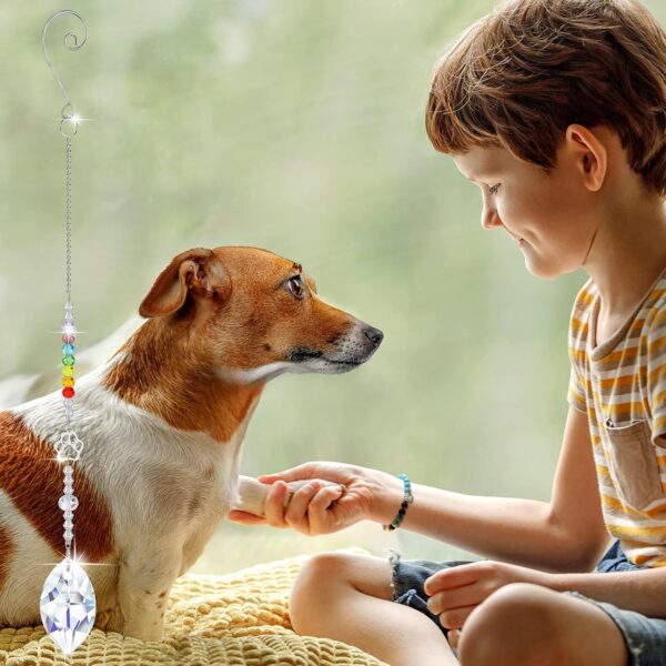 Junkin 3 Pieces Rainbow Bridge Pet Memorial Set, Includes Rainbow Bridge Bracelet with Dog Paw Bead, Pet Memorial Crystal Wind Chime, Pet Sympathy Poem Card for Women Men Kids Pet Lovers - Image 5