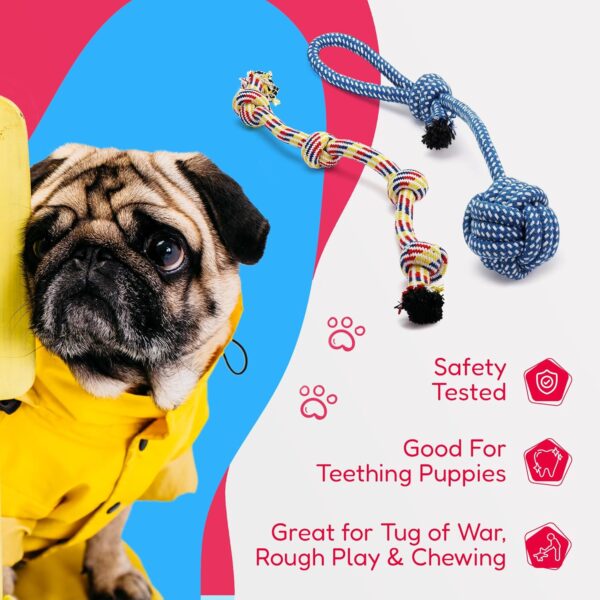 Pacific Pups Products Dog Rope Toys - Dog Rope Dog Toys for Aggressive Chewers, 11 Heavy Duty Dog Ropes for Aggressive Chewers, Cotton Rope Dog Toys Pack, Benefits Non-Profit Dog Rescue Dog Tug Ropes - Image 5