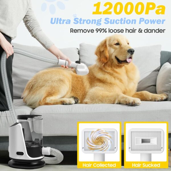 Dog Grooming Vacuum & Pet Hair Dryer & Dog Electric Clippers Suction 99% Pet Hair, Large Capacity Dog Vacuum with 9 Grooming Tools, Quiet, Adjustable Airflow and Temperature, UL - Image 5