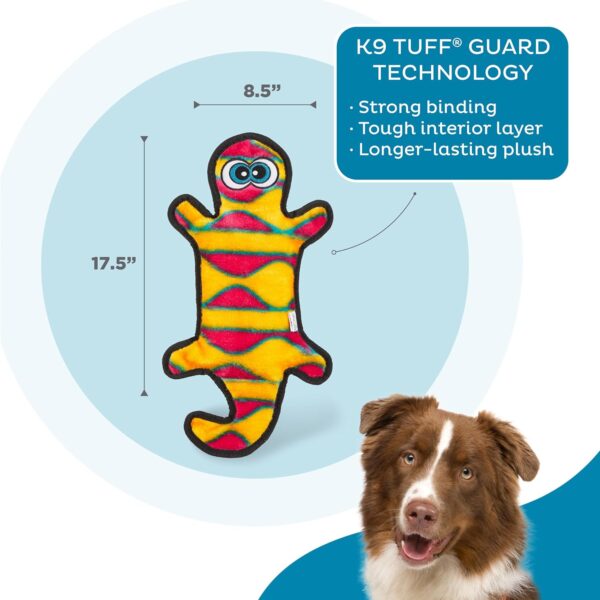 Outward Hound Durablez Tough Plush Squeaky Dog Toy, Gecko, Orange, Large - Image 3