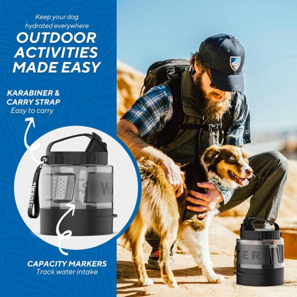 Dog Water Bowl Dispenser,Dog Water Bowl Travel for Hiking Dog Park Camping,56OZ Dog Water Dispenser with Pull-Out Travel Water Bowl for Dogs Travel Water Bowl Dispenser Pet Dog Water Bottle,BPA Free - Image 4