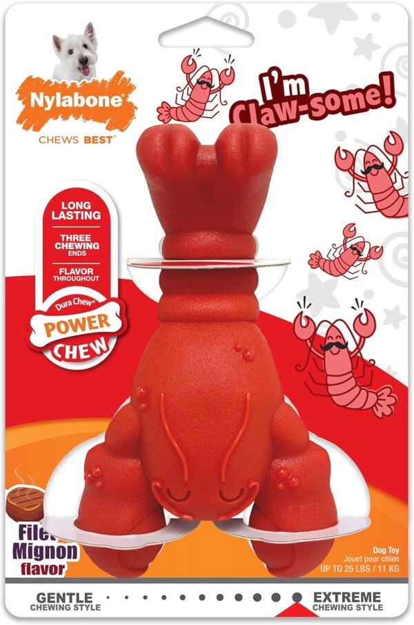 NYLABONE Lobster Dog Toy Power Chew – Cute Dog Toys for Aggressive Chewers – with a Funny Twist! Filet Mignon Flavor, Small/Regular - Image 12