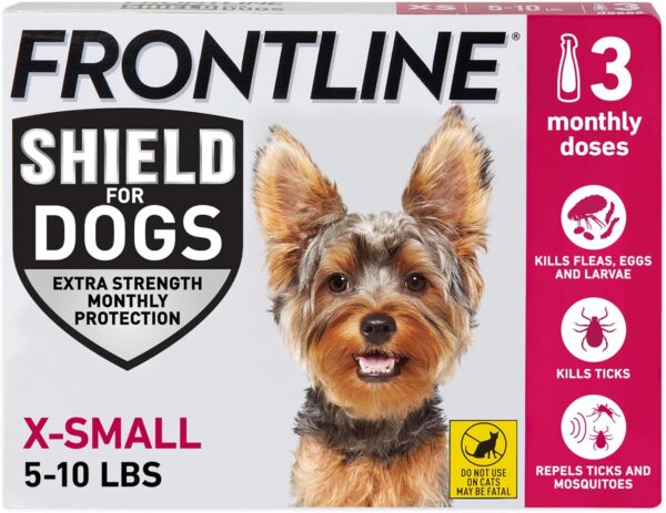 Frontline Shield Flea & Tick Treatment for X-Small Dogs 5-10 lbs., Count of 3