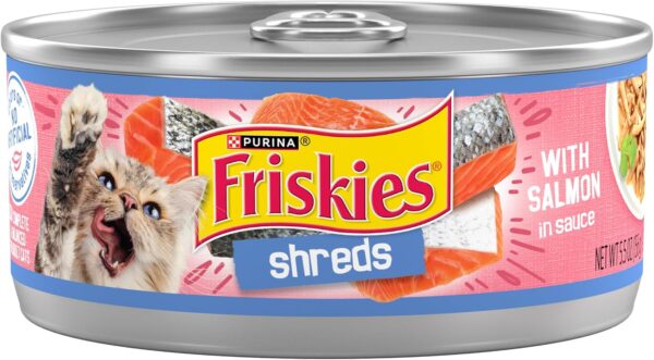 Purina Friskies Wet Cat Food,Shreds With Salmon in Sauce - (Pack of 24) 5.5 oz. Cans