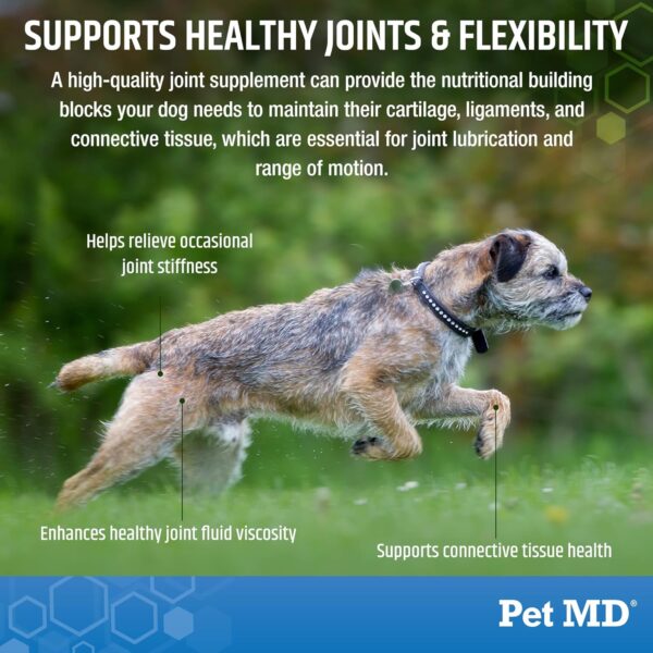 Pet MD Glucosamine for Dogs | Dog Joint Supplement with Glucosamine, Chondroitin & MSM - Inflammatory Pain Relief Chews for Hip & Joints - Bacon Flavored - includes Yucca & Turmeric - 120 Ct - Image 4