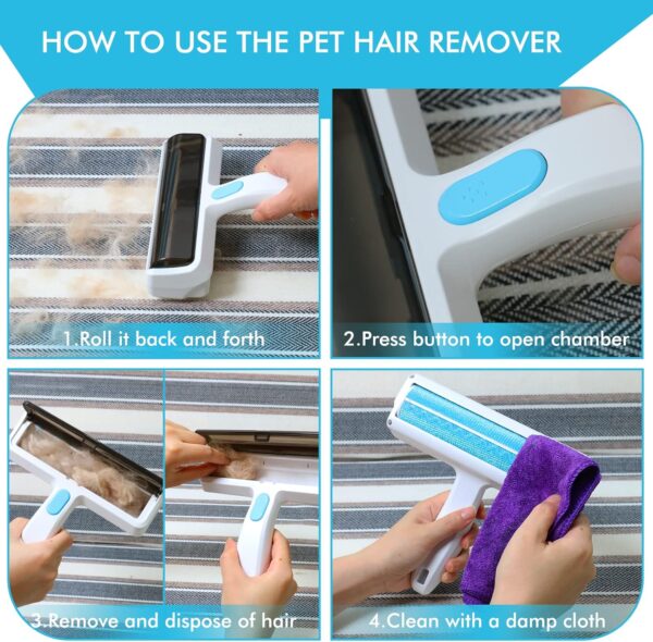 Pet Hair Remover Roller - Lint Roller for Pet Hair, Reusable Cat & Dog Hair Remover for Furniture, Couch, Bed, Car Seat, Carpet - Image 3