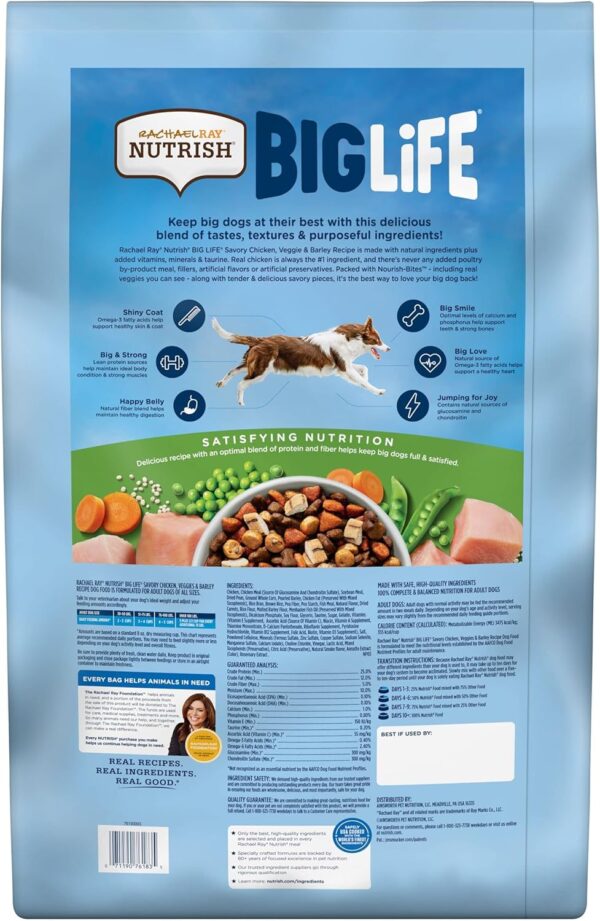 Rachael Ray Nutrish Big Life Dry Dog Food, Medium & Large Breed, Hearty Beef, Brown Rice, & Veggies, 40 Pounds - Image 3