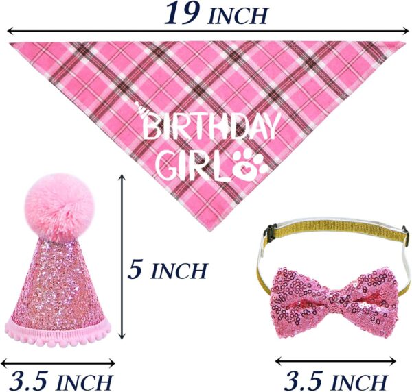 STMK Cat Birthday Party Supplies, Cat Birthday Hat with Birthday Number Cat Birthday Bandana Girl Bow Tie Collar Cat Birthday Outfits for Cat Kitten Birthday Decorations - Image 4