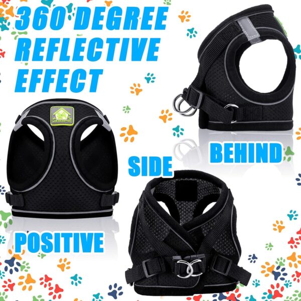 6 Pcs Small Dog Harness with Retractable Leash and Bowknot Pet Collar Set Soft Mesh Padded Vest Harness 10 FT Pet Walking Leash with Anti Slip Handle Adjustable Puppy Collar for Dog Cat (M) - Image 4