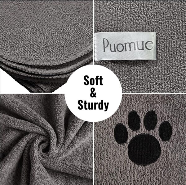 Microfiber Dog Towels for Drying Dogs, Super Absorbent and Soft Pet Grooming Towel, 40 Inch X 23.6 Inch, Perfect Dog Shower & Bath Supplies for Large, Medium or Small Dogs, Grey - Image 2