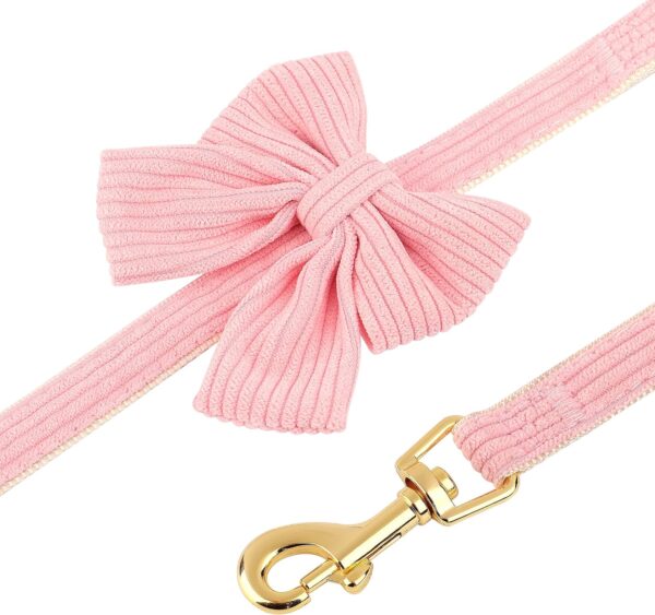 Didog Cute Small Dog Collar Harness & Leash Set, Adjustable Dog Collars and Leashes with Bowtie, Breathable Soft Mesh Padded Dog Vest for Puppies Small Dogs & Cats Walking(Pink, S) - Image 4