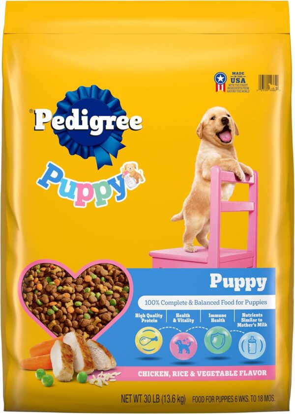 Pedigree Puppy Growth & Protection Dry Dog Food Chicken & Vegetable Flavor, 30 lb. Bag