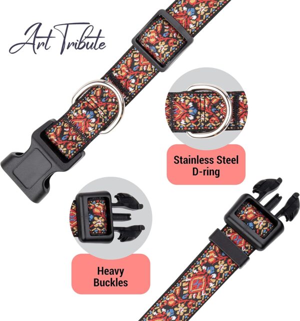 Dog Collars for Small Medium & Large Dogs Stocking Stuffer Long Lasting, Adjustable, Strong Durable Collars for Dogs, Choose from Stunning Patterns and Colors. Red Woven Dog Collar - Image 4