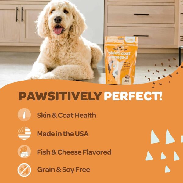 Healthy Dog Skin and Coat Supplement | Nourishing Omega 3 Fish Oil for Dogs Skin and Coat Plus Heart and Joint Support with EPA DHA & Vitamin E | Mange Allergy & Itchy Skin Relief for Dogs | 90 Chews - Image 4