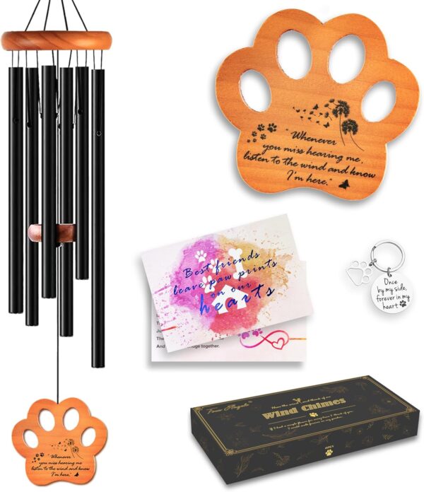 FourAngels Dog Memorial Gifts for Loss of Dog, 32" Pet Memorial Wind Chimes,Pet Loss Gifts, Loss of Dog Sympathy Gift, Dog Remembrance Gift in Memory of Dog Cat