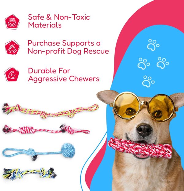 Pacific Pups Products Dog Rope Toys - Dog Rope Dog Toys for Aggressive Chewers, 11 Heavy Duty Dog Ropes for Aggressive Chewers, Cotton Rope Dog Toys Pack, Benefits Non-Profit Dog Rescue Dog Tug Ropes - Image 3