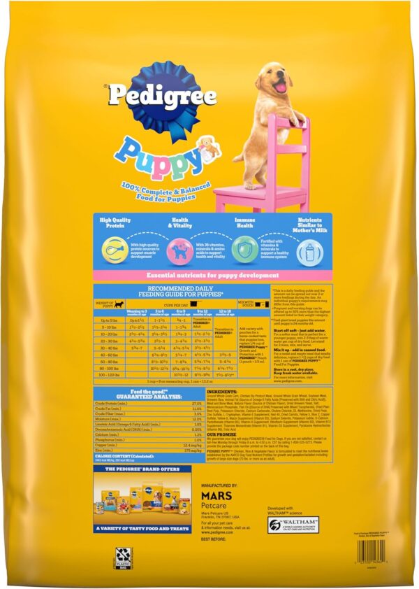 Pedigree Puppy Growth & Protection Dry Dog Food Chicken & Vegetable Flavor, 30 lb. Bag - Image 2