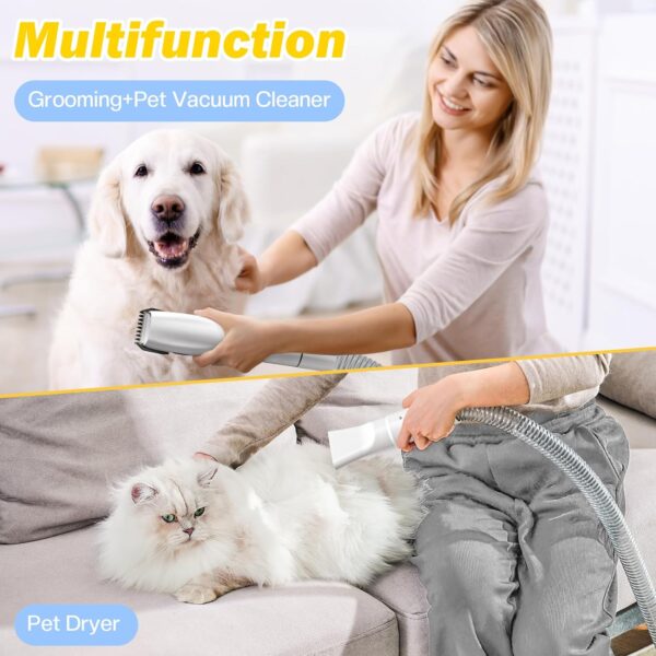 Dog Grooming Vacuum & Pet Hair Dryer & Dog Electric Clippers Suction 99% Pet Hair, Large Capacity Dog Vacuum with 9 Grooming Tools, Quiet, Adjustable Airflow and Temperature, UL - Image 2