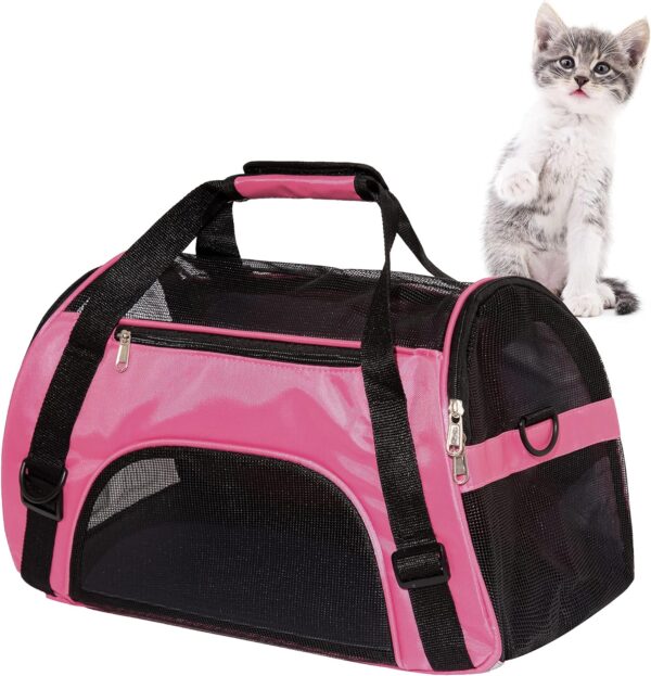 Pet Carrier Soft-Sided Carriers for Cat Carriers Dog Carrier for Small Medium Cats Dogs Puppies Pet Carrier Airline Approved up to 15 Lbs Cat Dog Pet Travel Carrier (Medium,Pink) - Image 3