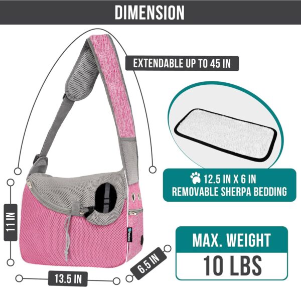 PetAmi Small Dog Sling Carrier, Soft-Sided Crossbody Puppy Carrying Purse Bag, Adjustable Sling Pet Pouch to Wear Medium Dog Cat Travel, Dog Bag for Traveling, Breathable, Poop Bag Dispenser, Pink - Image 2