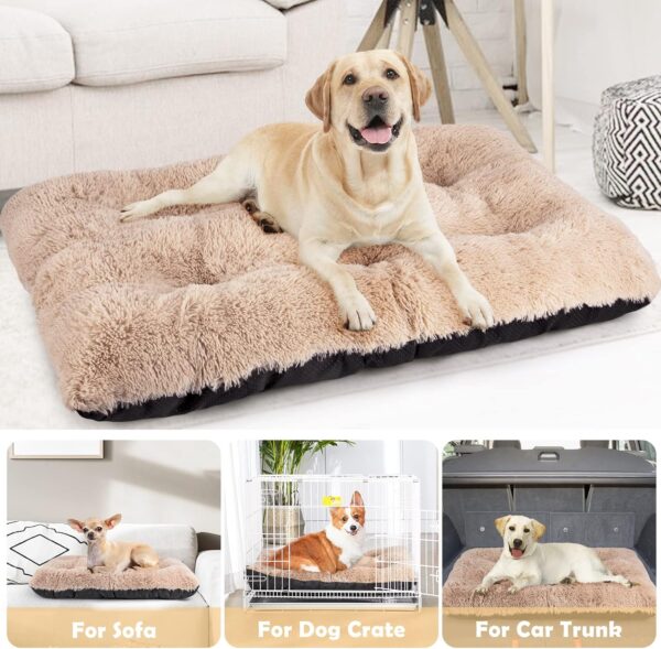 JOEJOY Large Dog Bed Crate Pad, Ultra Soft Calming Dog Crate Bed Washable Anti-Slip Kennel Crate Mat for Extra Large Medium Small Dogs, Dog Mats for Sleeping and Anti Anxiety，40" x 27", Beige - Image 5