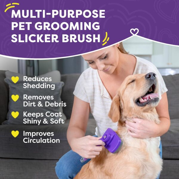 Hertzko Dog & Cat Brush, Cat & Dog Grooming, Self Cleaning Slicker Brush for Pets, Grooming Brushes for Long Short Haired Dogs Cats, Regular size Deshedding Brush, Rake, Comb | Original - Image 2