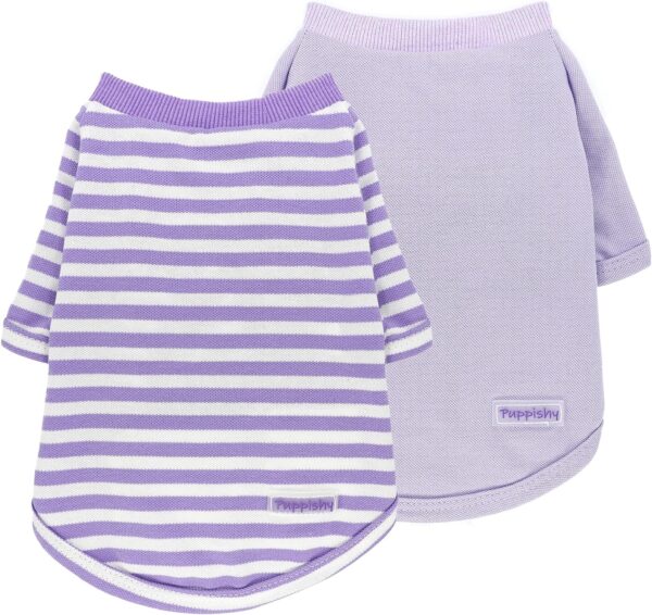 2 Pieces Stripe Dog Clothes for Small Dogs Summer Dog Shirt Cute Soft Puppy Clothes Bresthable Chihuahua Cat Clothes XS~XXL Pet Clothing (Purple, X-Small)