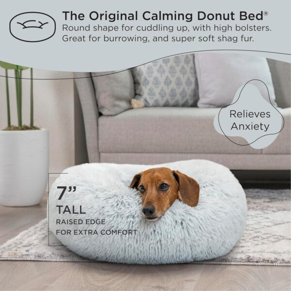 Best Friends by Sheri The Original Calming Donut Cat and Dog Bed in Shag Fur Frost, Medium 30" - Image 5