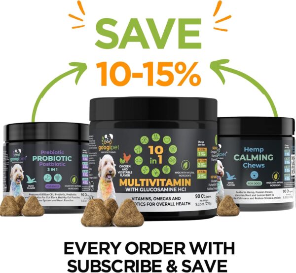 Googipet Premium 10 in 1 Dog Vitamins Multivitamin Chewable w/Dog Probiotics for Gut Health, Dog Vitamins and Supplements w/Vitamin C & Glucosamine for Joint Support (Chicken & Vegetable Flavor) - Image 6