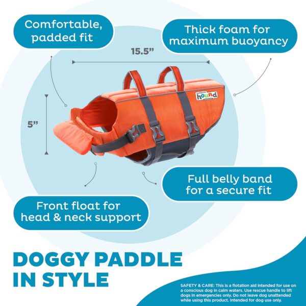 Outward Hound Granby Splash Orange Dog Life Jacket, Medium - Image 4