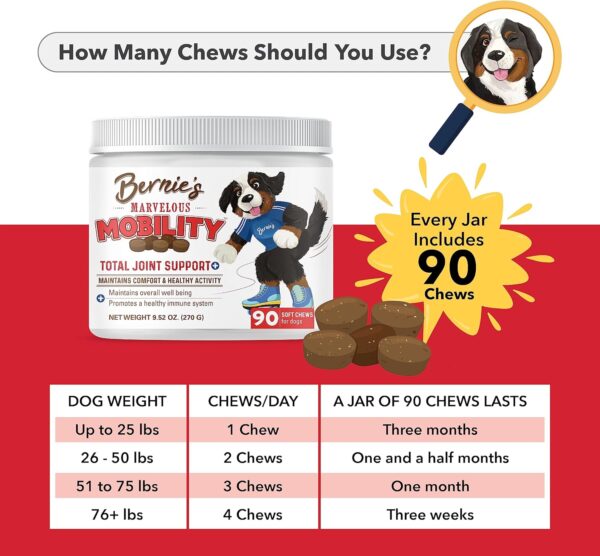 Bernie’s Marvelous Mobility - Daily Total Joint Support for Dogs - 90 Soft Chews - Maintain & Rebuild Mobility, Supports Joint Tissue Health - Image 7